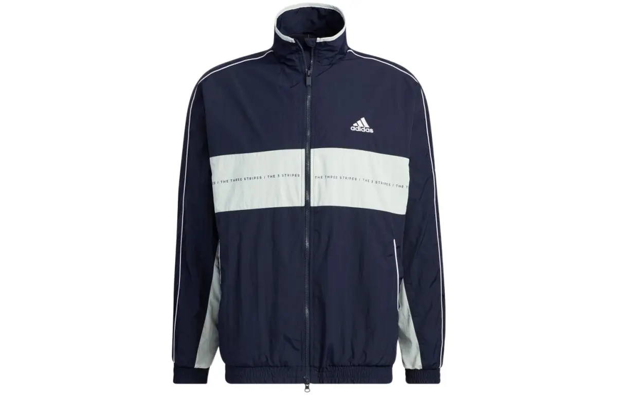 Adidas Jackets Unisex Navy Blue Stand Collar Moderate