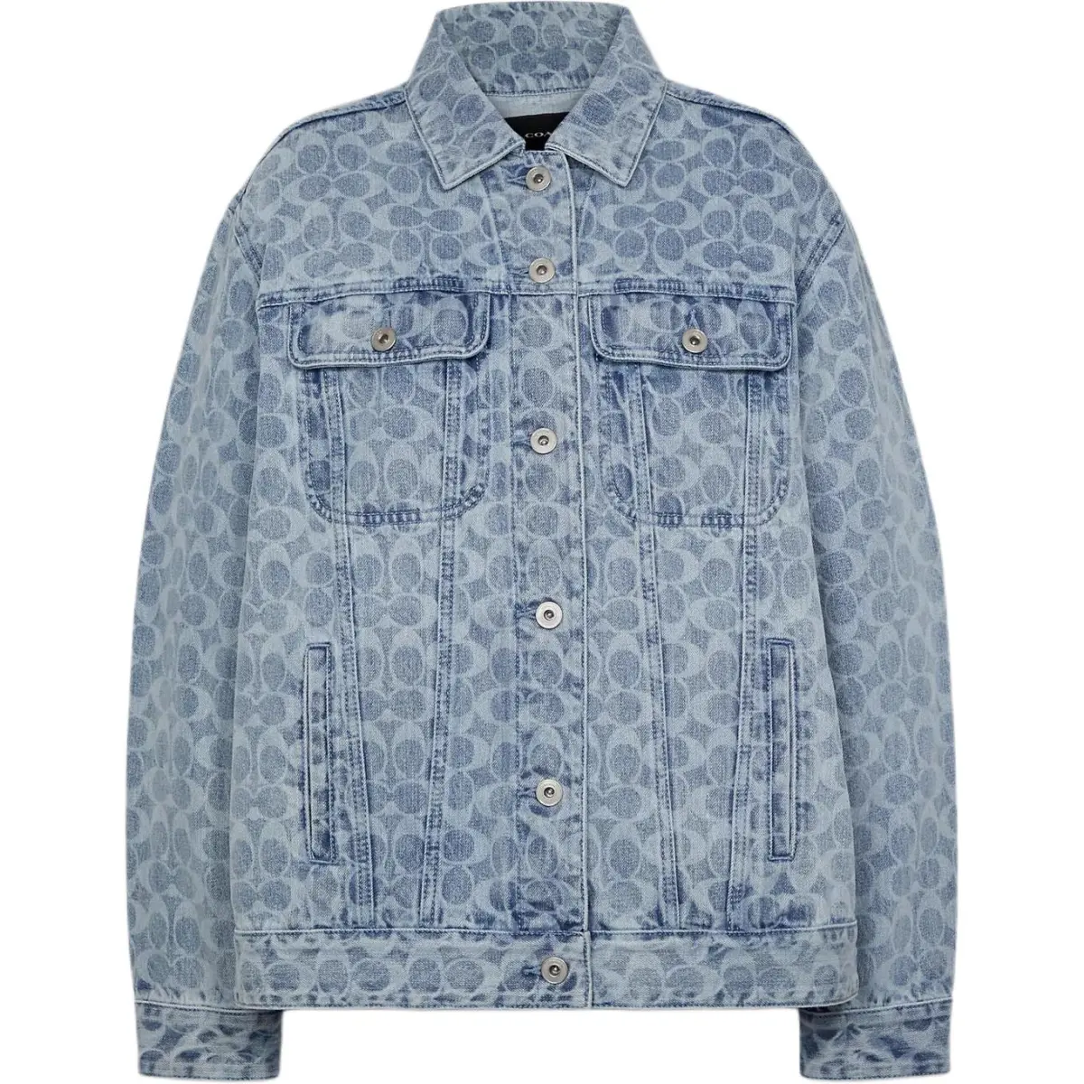 COACH Denim Jackets Unisex Blue Lapel Moderate