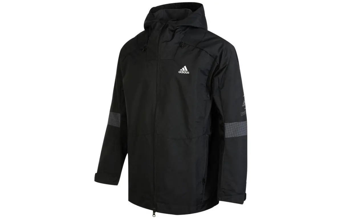 Adidas Jackets Men's Black Hooded (Non-detachable) Moderate Straight Fit