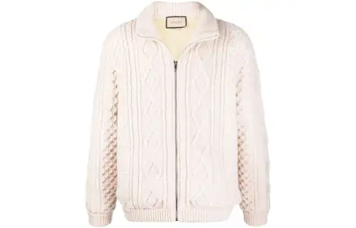 Gucci cable-knit wool bomber jacket