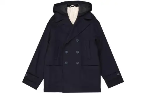 GUCCI Jackets Men's Dark Blue Hooded Non Detachable Moderate