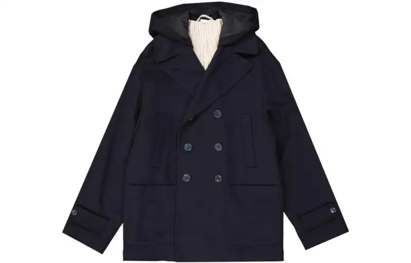 GUCCI Jackets Men's Dark Blue Hooded Non Detachable Moderate