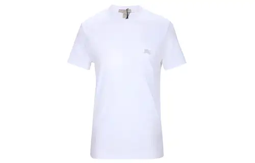 Burberry T Shirts Men's White Crew Neck Moderate Straight Fit