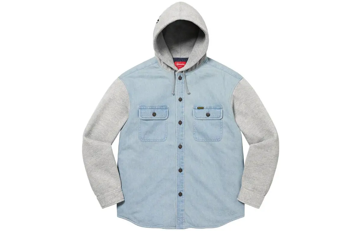 Supreme Fleece Hooded Denim Shirt
