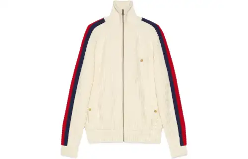 GUCCI Jackets Men's Ecru Turtleneck Moderate Pilot