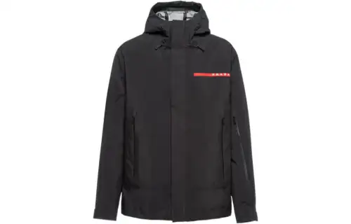 PRADA Jackets Men's Black Hooded Moderate Other