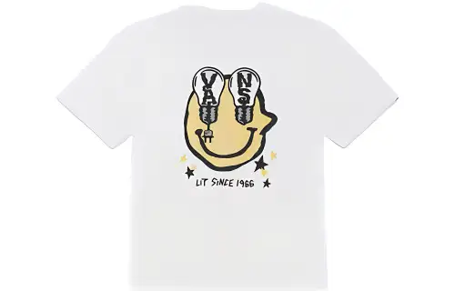 Vans T Shirts Unisex White Crew Neck Moderate Straight Fit