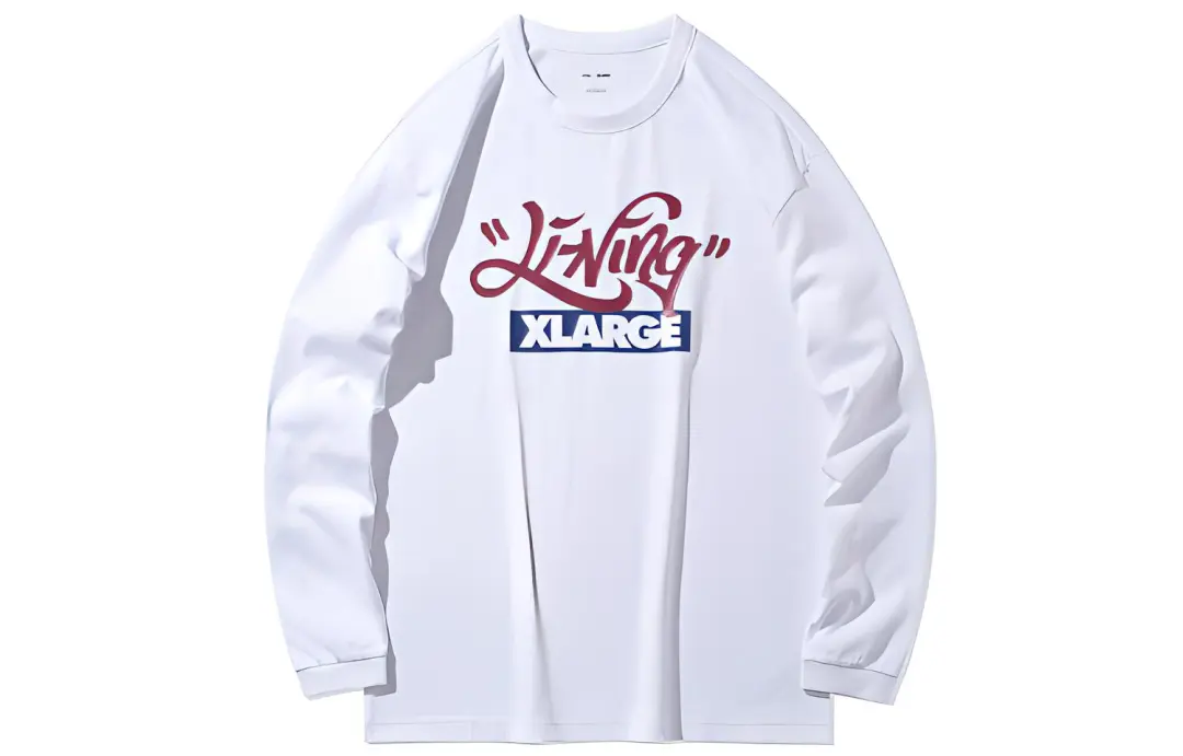Li Ning X XLARGE T Shirts Men's White Crew Neck Moderate