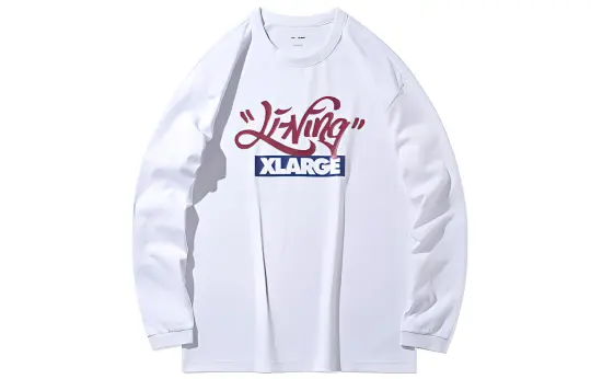 Li Ning X XLARGE T Shirts Men's White Crew Neck Moderate