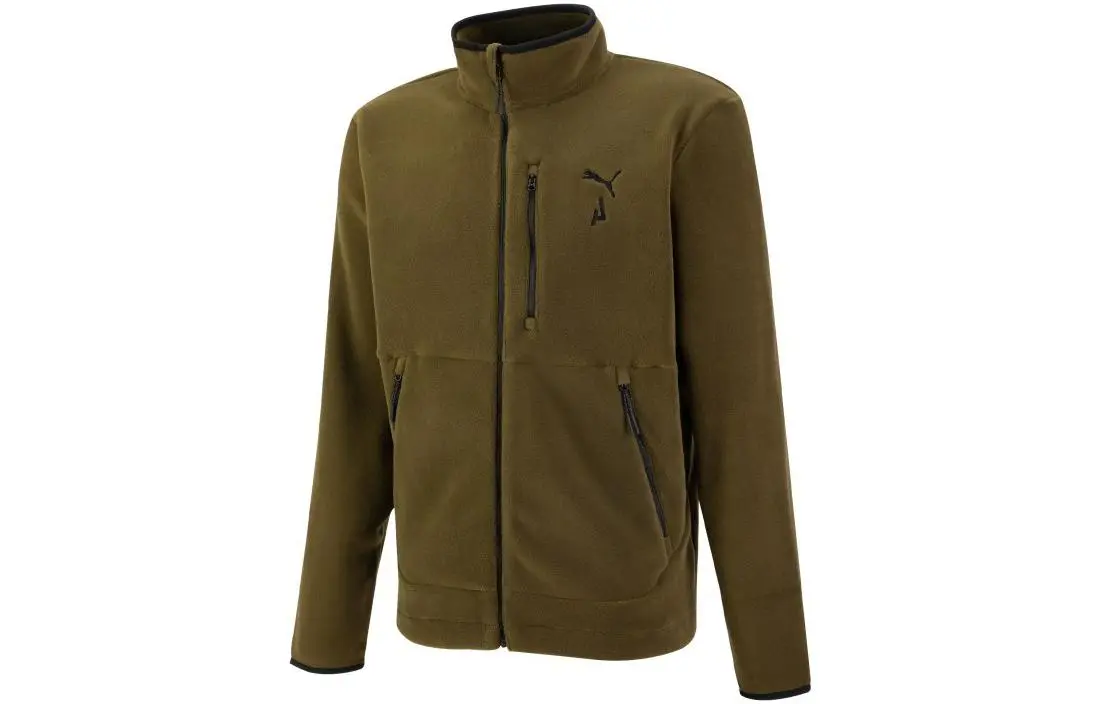 PUMA Seasons Jackets Men's Dark Green Stand Collar Moderate Straight Fit