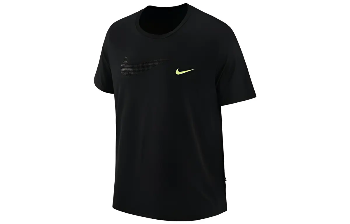 Nike T-Shirts Men's Black Crew Neck Moderate Straight Fit