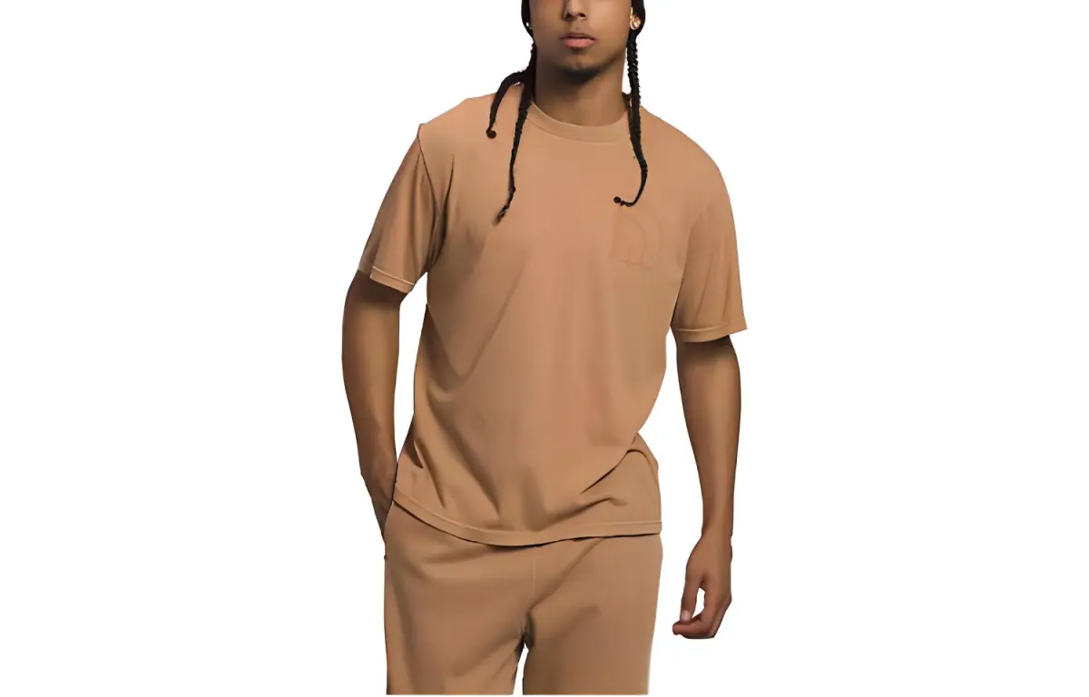 THE NORTH FACE T-Shirts Men's Brown Crew Neck Moderate Straight Fit