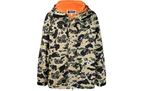 A BATHING APE Jackets Men's Yellow Hooded Moderate Reversible