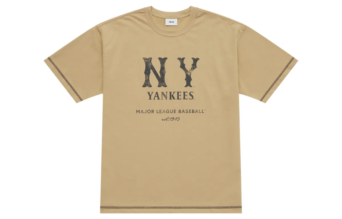 MLB New York Yankees Basic Collection SS25 T Shirt Unisex Light Camel