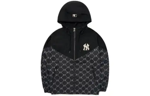 MLB Old Flower Jackets Unisex Black Hooded Moderate Other
