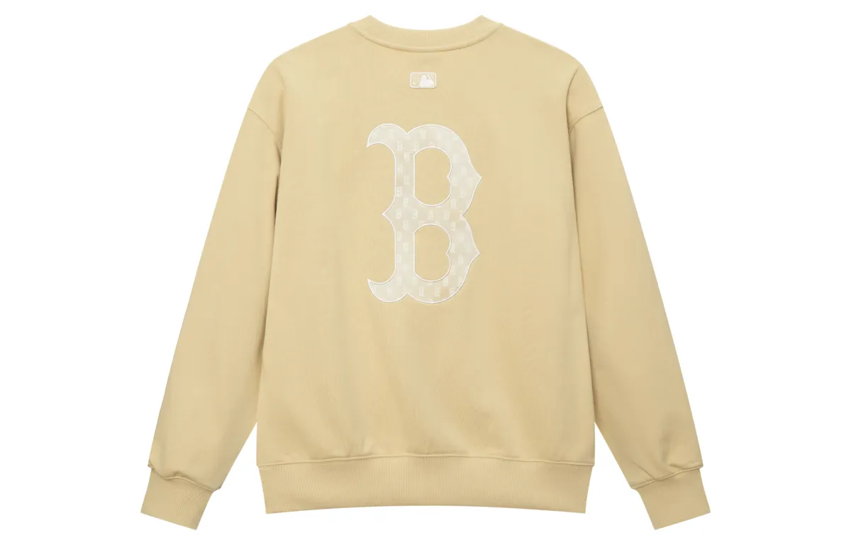 MLB MONOGRAM Collection Boston Red Sox SS25 Crew Neck Sweatshirt Unisex Light Beige Yellow