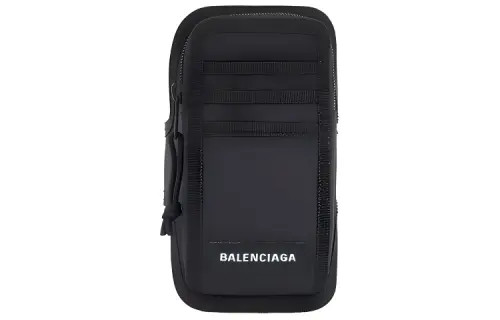 Balenciaga Nylon Fabric Cell Phone Pouch Men's Black