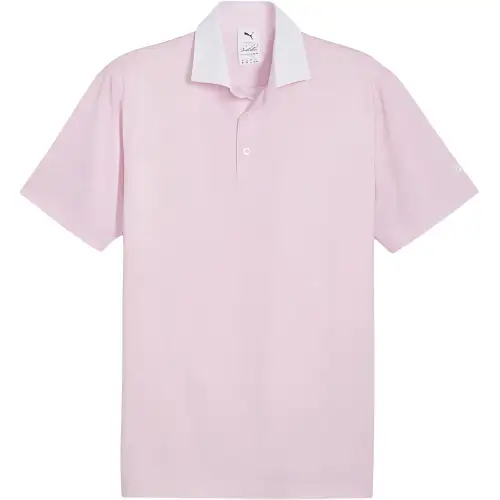 PUMA Polo Shirts Men's Pink Polo Collar Moderate Straight Fit