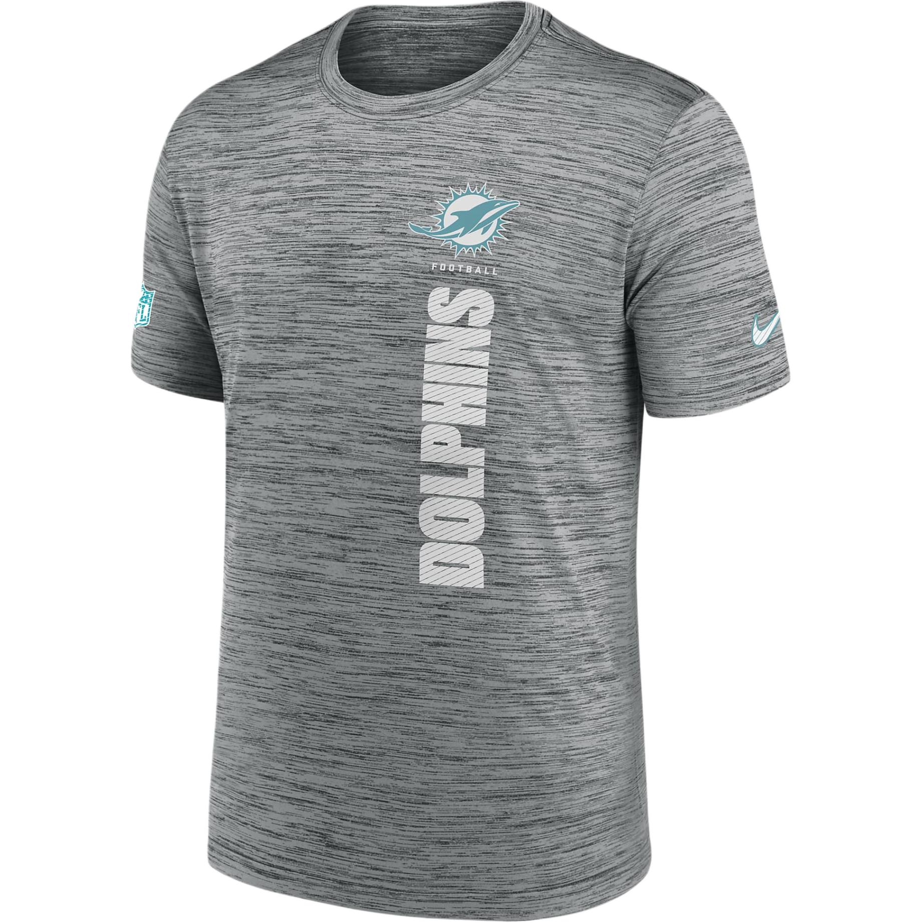 Nike X NFL joint model Dri-FIT Miami Dolphins sideline speed sweat-absorbent comfortable casual sports short-sleeved T-shirt men's heather gray
