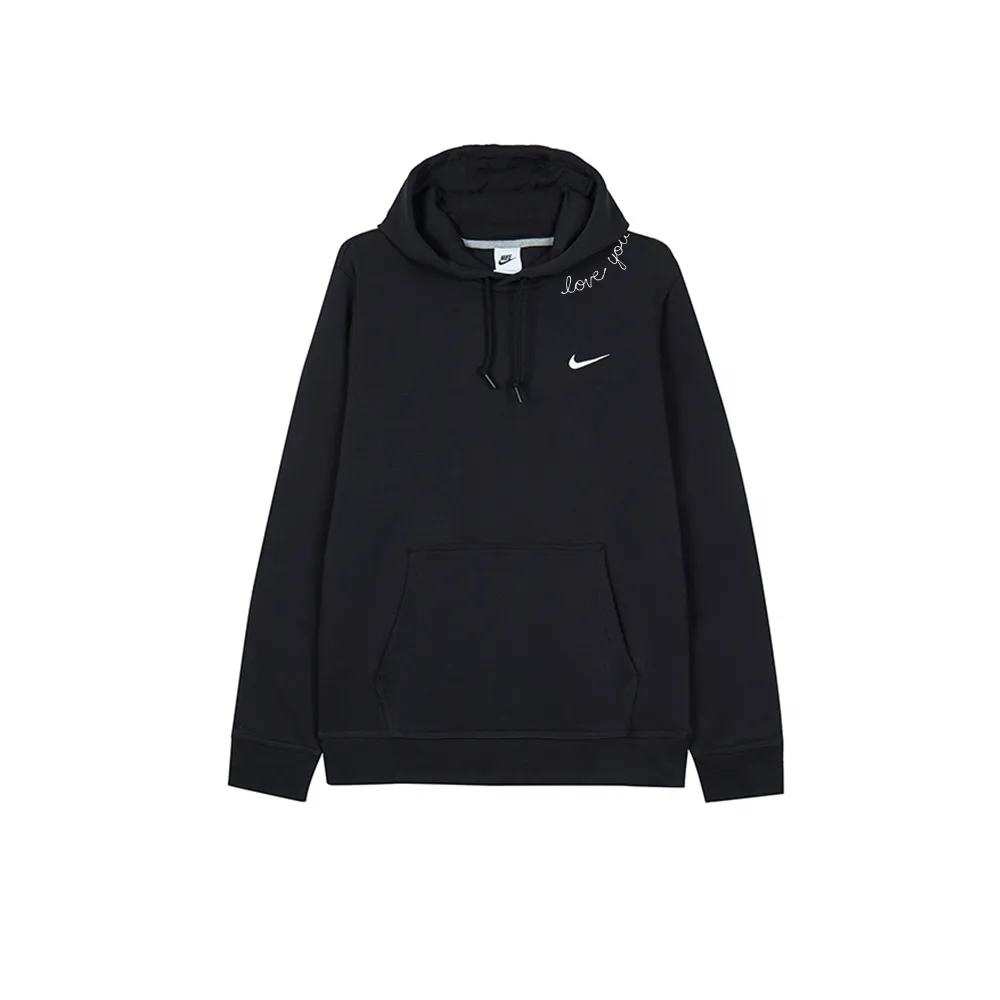 Nike Cangcang Amber Handcrafted Embroidery Hooded Casual Comfortable Long Sleeved Fleece Lined Sweatshirt Men's Black