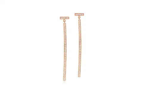 Tiffany & Co. Tiffany Tiffany T series full diamond T-shaped bar earrings 18K rose gold