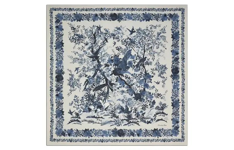 DIOR Knit Scarves Women's Ecru/Blue