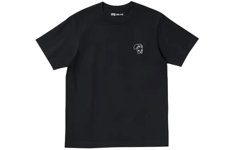 UNIQLO T Shirts Men's Black Crew Neck Moderate