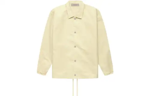 Fear of God Essentials FW22 Nylon Coaches Jacket Canary solid color logo lapel windproof button coach American heavy jacket, same style for men and women, golden yellow