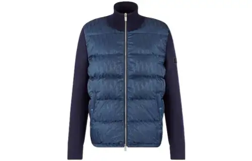 DIOR Jackets Men's Marine Blue Stand Collar Moderate Other