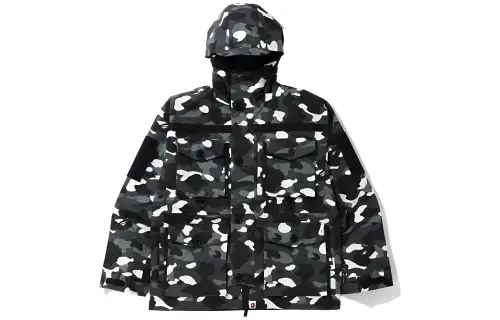 A BATHING APE Jackets Men's Black Hooded Moderate Other