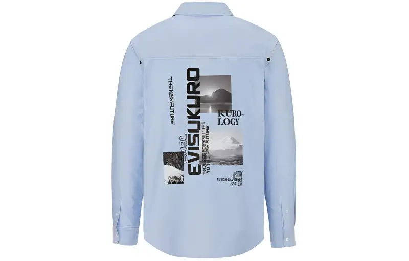 EVISU Shirts Men's Blue Pointed Collar Moderate Shirt