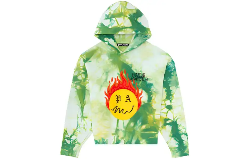 PALM ANGELS Smiley Intarsia Burning Head Tie Dye Hoodie