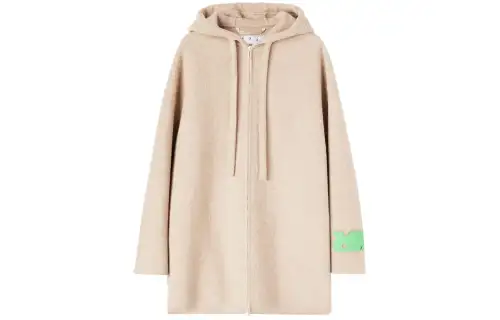 OFF WHITE Tag Double Wool Over Zip Hoodie