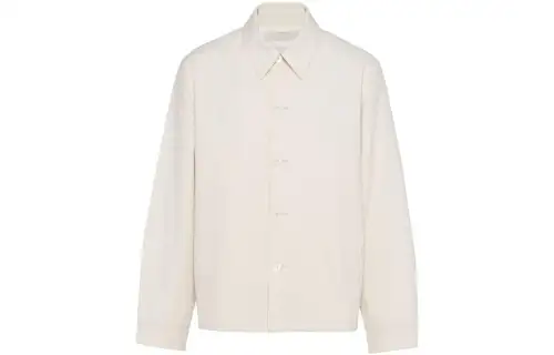 PRADA Jackets Men's Light Beige Shirt Collar Moderate Other