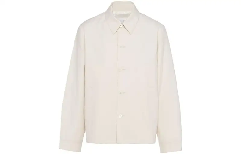 PRADA Jackets Men's Light Beige Shirt Collar Moderate Other