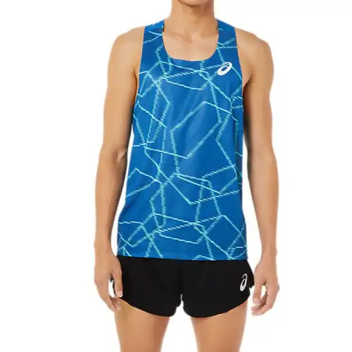 ASICS Tank Tops Men's Blue U Neck Thin Other