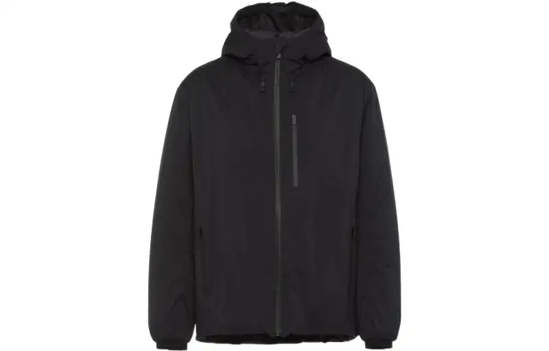 PRADA Jackets Men's Black Hooded Moderate Other