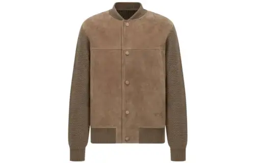 DIOR Jackets Men's Brown Baseball Collar Moderate