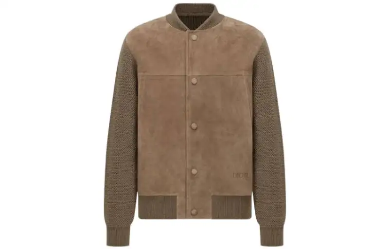 DIOR Jackets Men's Brown Baseball Collar Moderate