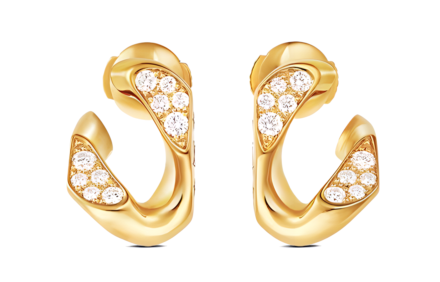 LOUIS VUITTON Design diamond golden earrings for men and women, 750 sample gold, for beloved