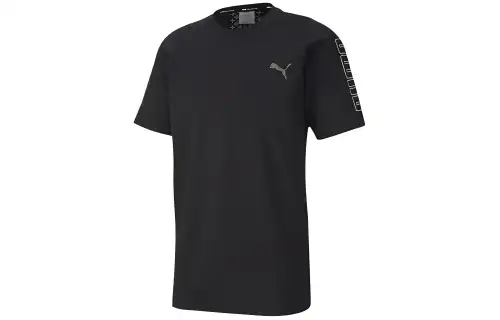 PUMA T Shirts Men's Black Crew Neck Moderate Straight Fit