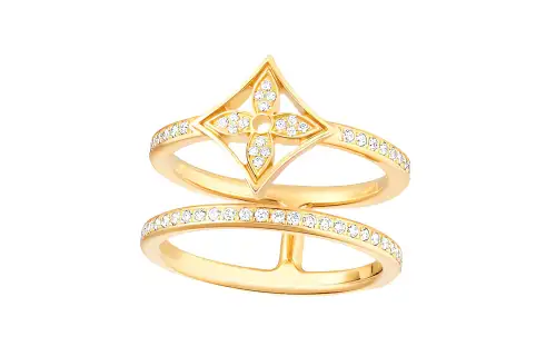 LOUIS VUITTON Idylle Blossom Two Row Ring Yellow Gold And Diamonds
