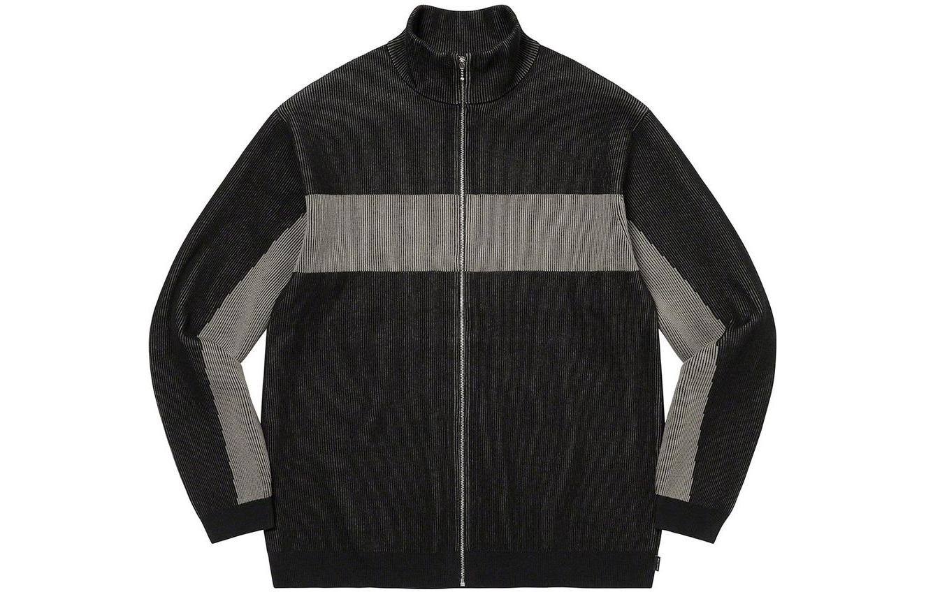 Supreme 2 Tone Ribbed Zip Up Sweater