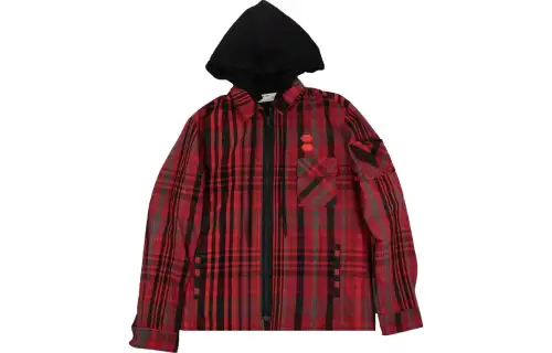 OFF WHITE Jackets Men's Red Hooded Non Detachable Moderate Other