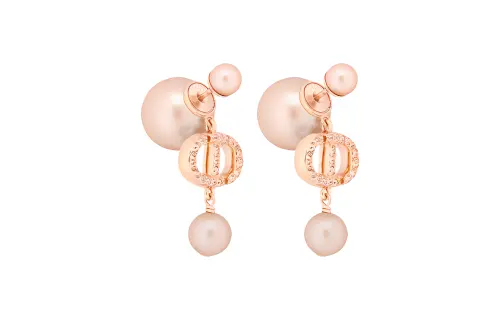 DIOR Metal, Faux Crystal, Resin Earrings Women's Pink