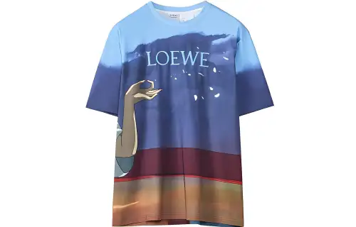 LOEWE Spirited Away T Shirts Men's Blue Crew Neck Moderate Straight Fit