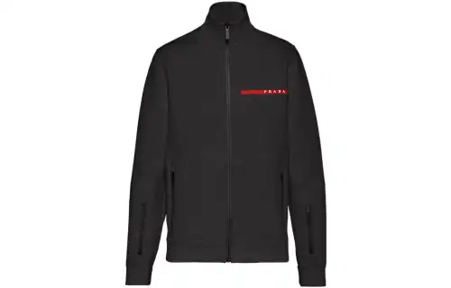 PRADA Jackets Men's Black Stand Collar Moderate Other