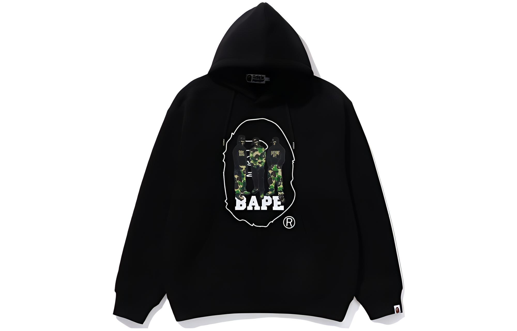 Мужское худи A BATHING APE с принтом (черное)