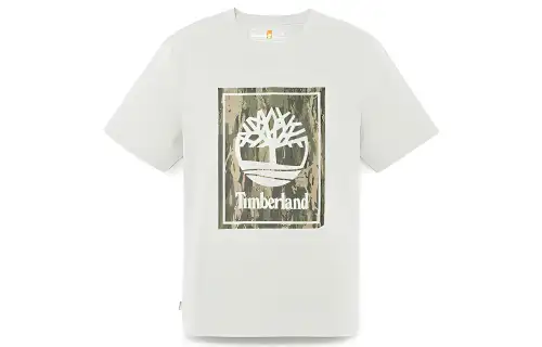 Timberland T Shirts Men's Vintage White Crew Neck Moderate Straight Fit