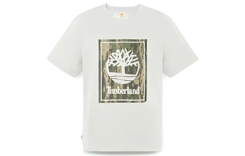 Timberland T Shirts Men's Vintage White Crew Neck Moderate Straight Fit
